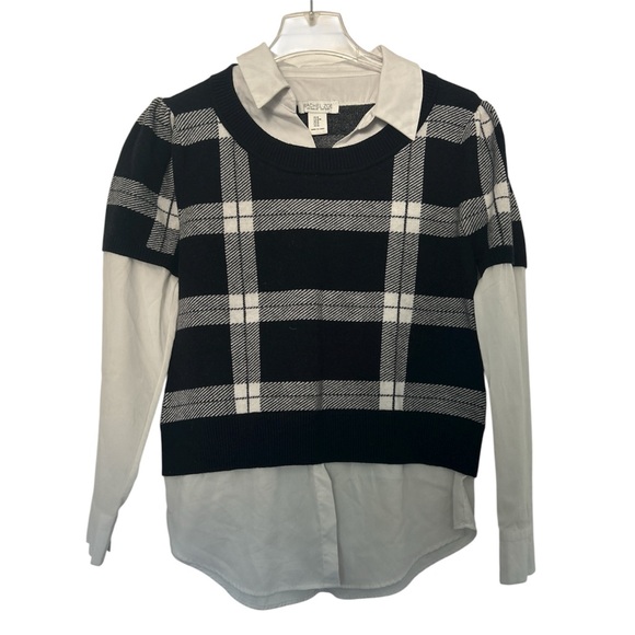 Rachel Zoe Black and White Checkered Sweater - Picture 1 of 6